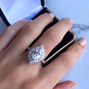 14K white gold plated sterling silver jewelry ring